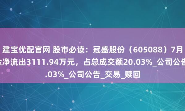 建宝优配官网 股市必读：冠盛股份（605088）7月9日主力资金净流出3111.94万元，占总成交额20.03%_公司公告_交易_赎回