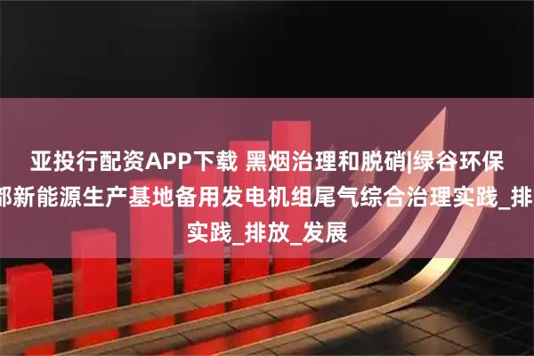 亚投行配资APP下载 黑烟治理和脱硝|绿谷环保助力成都新能源生产基地备用发电机组尾气综合治理实践_排放_发展